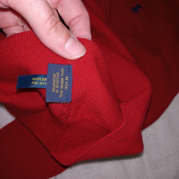 Polo by Ralph Lauren Pullover Sweater Red 100% Italian Merino Wool Mens Size XL - Picture 10 of 12